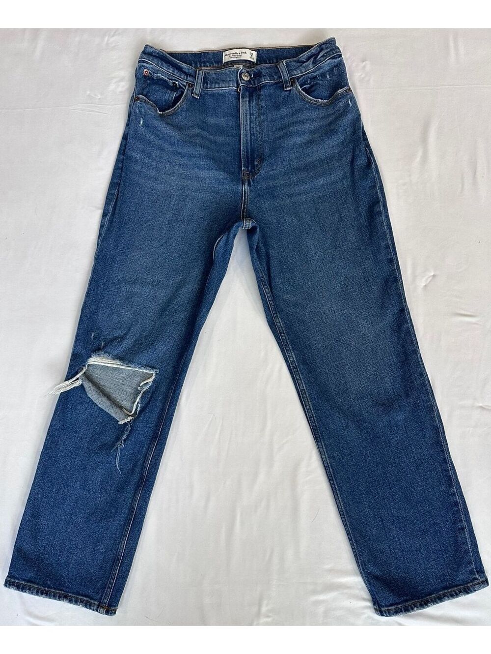 Abercrombie Curve Love Sz 29 Ultra High Rise Ankle Straight Distressed Jeans